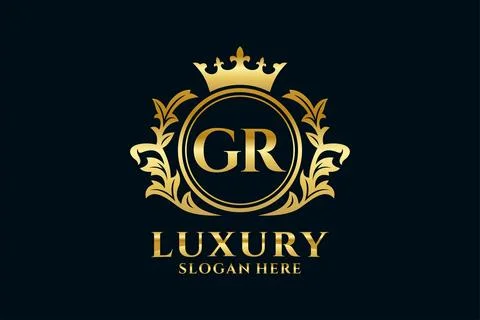 Initial GR Letter Royal Luxury Logo template in vector art for luxurious br.. Stock Illustration