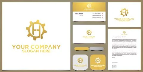 Initial H in circle otomotif concept with bussiness card. premium logo Ilustración de archivo