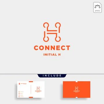 Initial h connection logo design technology symbol icon Stock Illustration