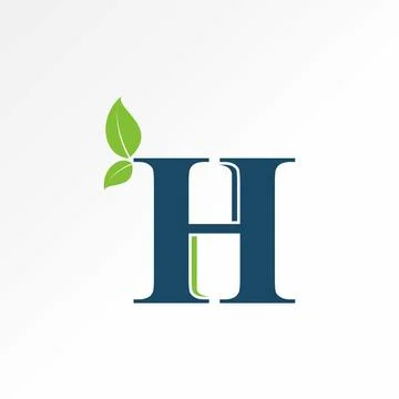 Initial H font pharmacy capsule leaves nature botany madical madicine health Illustrazione stock