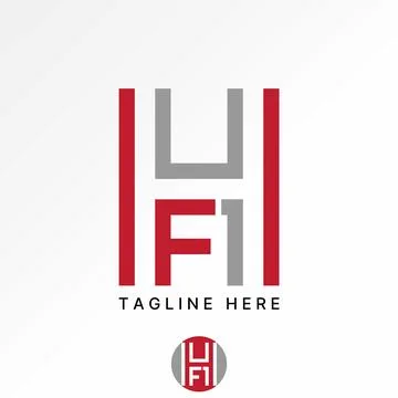 Initial H HF1 font line cut negative space monogram typography business brand Illustrazione stock