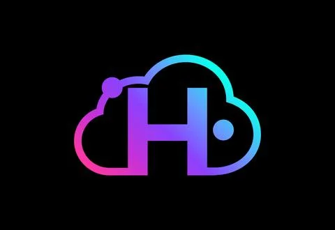 Initial H monogram letter with the cloud. Cloud computing service logo. Clo.. Stock Illustration