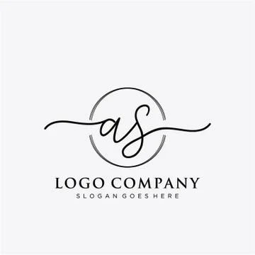 AS Initial handwriting logo design Stock Illustration