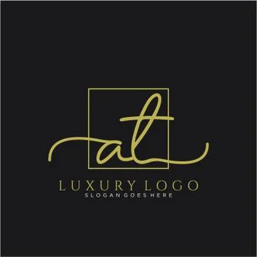 AT Initial handwriting logo design Stock Illustration