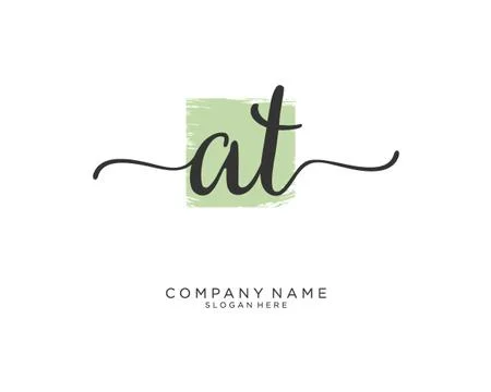 AT Initial handwriting logo design Stock Illustration
