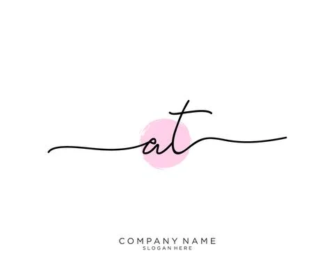 AT Initial handwriting logo design Stock Illustration
