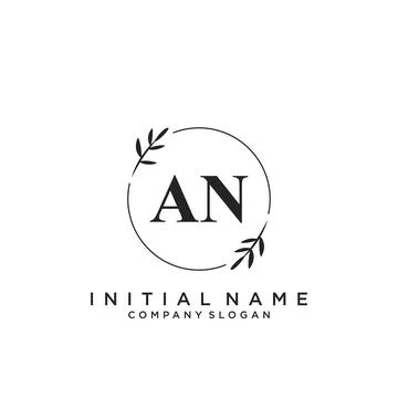 AN Initial handwriting logo design Stock Illustration