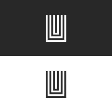 Initial hipster letter U logo monogram, black and white set mark UUU for busi Ilustración de archivo