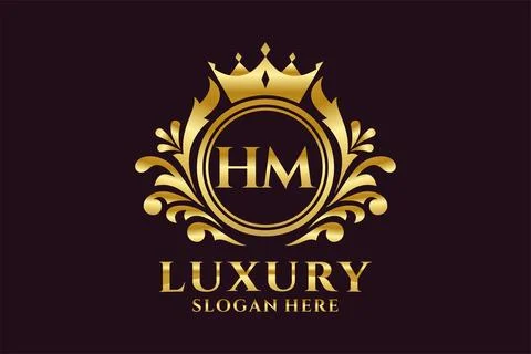 Initial HM Letter Royal Luxury Logo template in vector art for luxurious br.. Stock Illustration