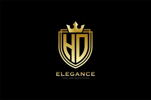 Initial HO elegant luxury monogram logo or badge template with scrolls and .. Stock Illustration