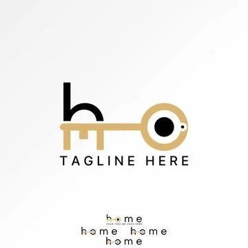Initial HO Home font door keyhole property house owner unlock loan new estate Stock Illustration
