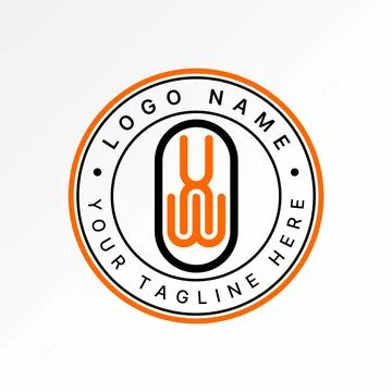 Initial HW UNW line font top down idea stylist identity element monogram type Stock Illustration