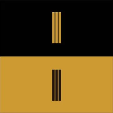 Initial I letter monogram linear pattern, gold and black parallel lines creat Stock Illustration