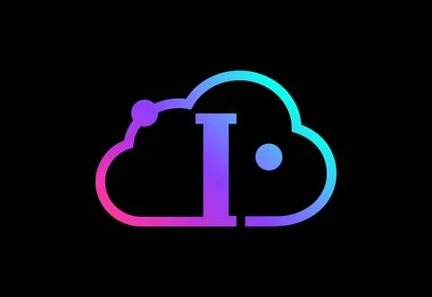 Initial I monogram letter with the cloud. Cloud computing service logo. Clo.. Illustrazione stock
