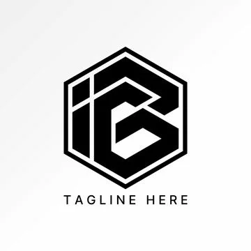 Initial IBG IGB font hexagon cut monogram sport tech gaming industrial brand Stock Illustration