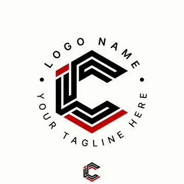 Initial IC font line hexagon industrial shape modern identity branding frame Stock Illustration
