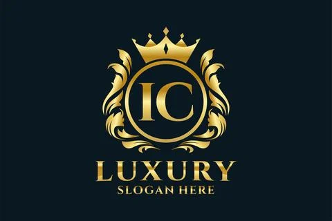 Initial IC Letter Royal Luxury Logo template in vector art for luxurious br.. Stock Illustration