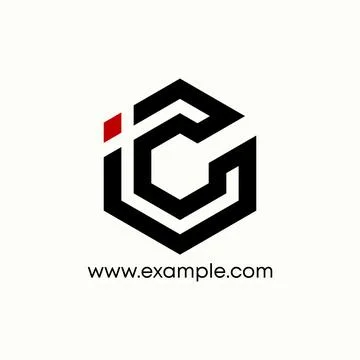 Initial IC or CI font connected line hexagon industrial modern identity brand Stock Illustration