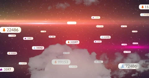 Initial icon drifting from left initiating label flood sweeping clouds fading Video stock 314660335