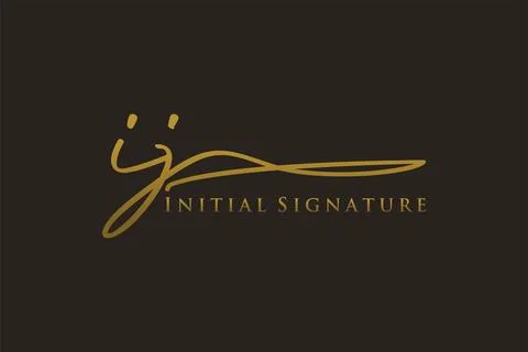 Initial IJ Letter Signature Logo Template elegant design logo. Hand drawn C.. Stock Illustration