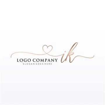 Initial IK beauty monogram and elegant logo design Stock Illustration