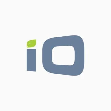 Initial IO font 3D zoom with green fresh leaf monogram typography branding Stock Illustration
