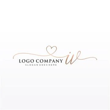 Initial IV beauty monogram and elegant logo design Illustrazione stock
