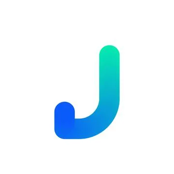 Initial J letter logo design. Gradient twisted ribbon for logotype, title Stock Illustration