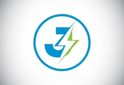 Initial J letter logo design with lighting thunder bolt. Electric bolt lett.. Stock Illustration