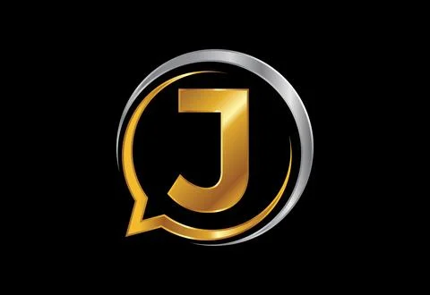 Initial J monogram letter alphabet with a bubble chat icon. Talking chattin.. 스톡 일러스트