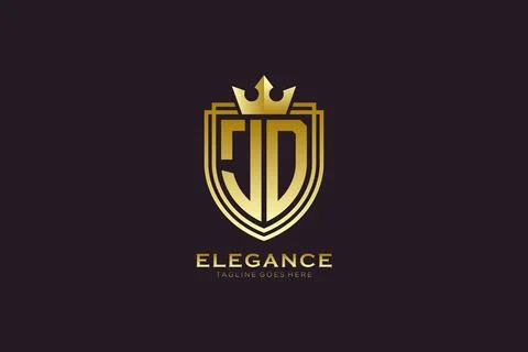 Initial JD elegant luxury monogram logo or badge template with scrolls and .. Illustrazione stock