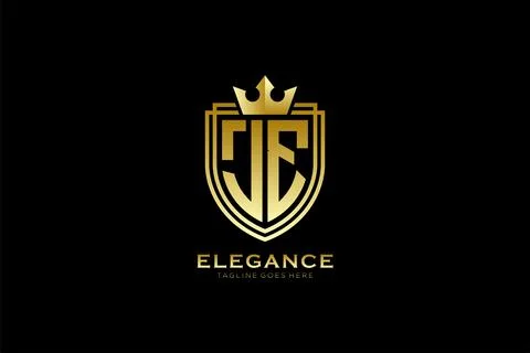 Initial JE elegant luxury monogram logo or badge template with scrolls and .. Stock Illustration
