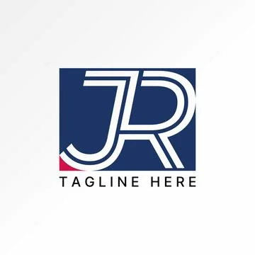 Initial JR italic font double line connected speed to racing auto sport tech Stock Illustration
