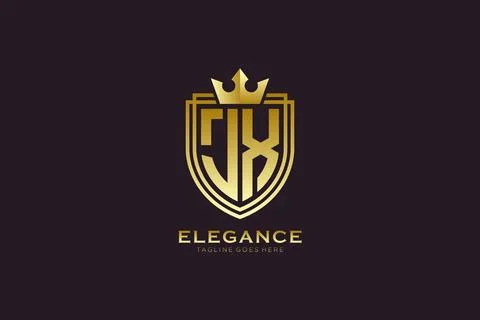 Initial JX elegant luxury monogram logo or badge template with scrolls and .. Stock Illustration