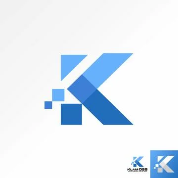 Initial K cutting art font connect with square tech monogram typography branding Stock Illustration