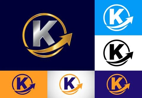 Initial K monogram alphabet symbol design incorporated with the arrow. Fina.. Stock Illustration