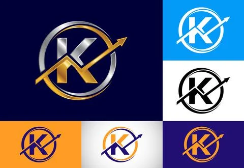 Initial K monogram alphabet symbol design incorporated with the arrow. Fina.. Stock Illustration