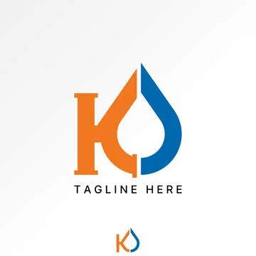 Initial K O font water drop pipe plumbing monogram service home repair drain Illustrazione stock