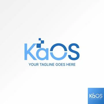 Initial K or Kaos cut font connect with square tech monogram typography branding Stock Illustration