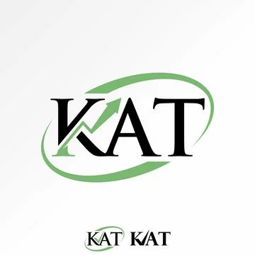Initial KAT serif font chart arrow ellipse swoosh to analysis finance project Stock Illustration