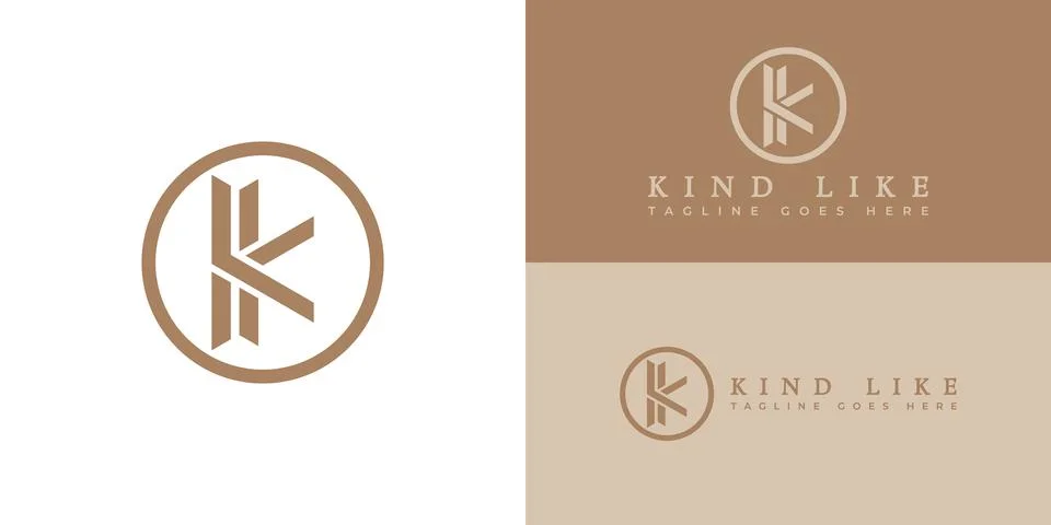 Initial KL Logo hand drawn letter KL or LK in circle vector illustration in gold Stock Illustration