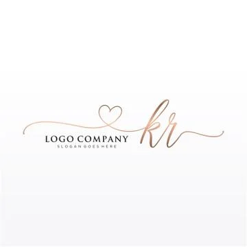 Initial KR beauty monogram and elegant logo design Stock Illustration