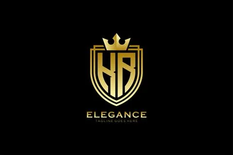 Initial KR elegant luxury monogram logo or badge template with scrolls and .. Stock Illustration