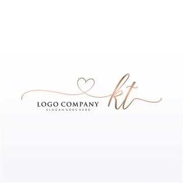 Initial KT beauty monogram and elegant logo design Stock Illustration