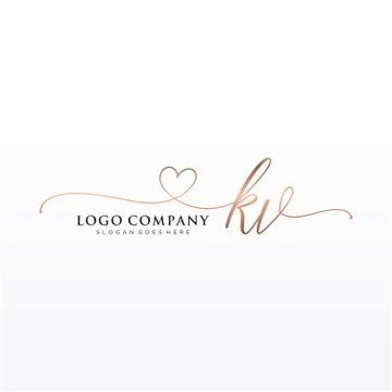 Initial KV beauty monogram and elegant logo design Illustrazione stock