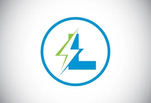 Initial L letter logo design with lighting thunder bolt. Electric bolt lett.. Stock Illustration