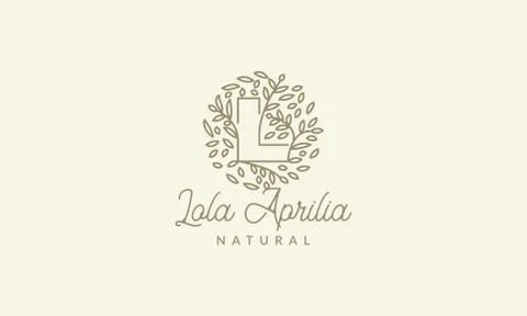 Initial L or letter L with leaf  ornament on circle luxury modern logo Illustrazione stock