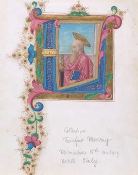 Initial L, with a Saint inside. Artist: Unknown Copyright: xpiemagsx yalea... Foto stock