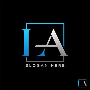 Initial LA serif font elegant line square cutting monogram typography branding Stock Illustration