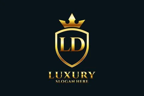 Initial LD elegant luxury monogram logo or badge template with scrolls and .. Stock Illustration